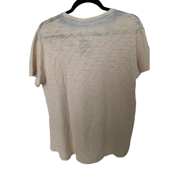 ATM Relaxed V-Neck Coastal Preppy Old Money Basic Women Shirt Coral Stone Powder - Picture 2 of 8